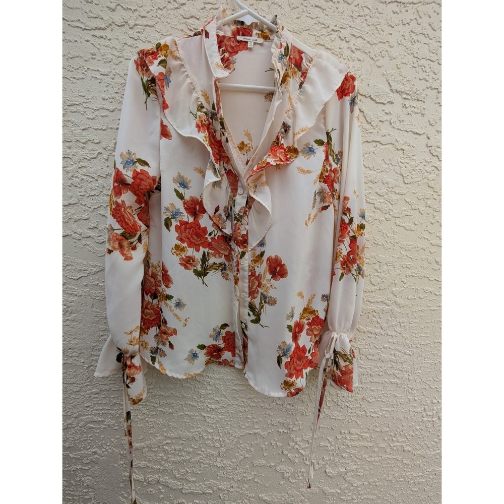 bleuh ciel Floral Blouse Long Sleeve Size M